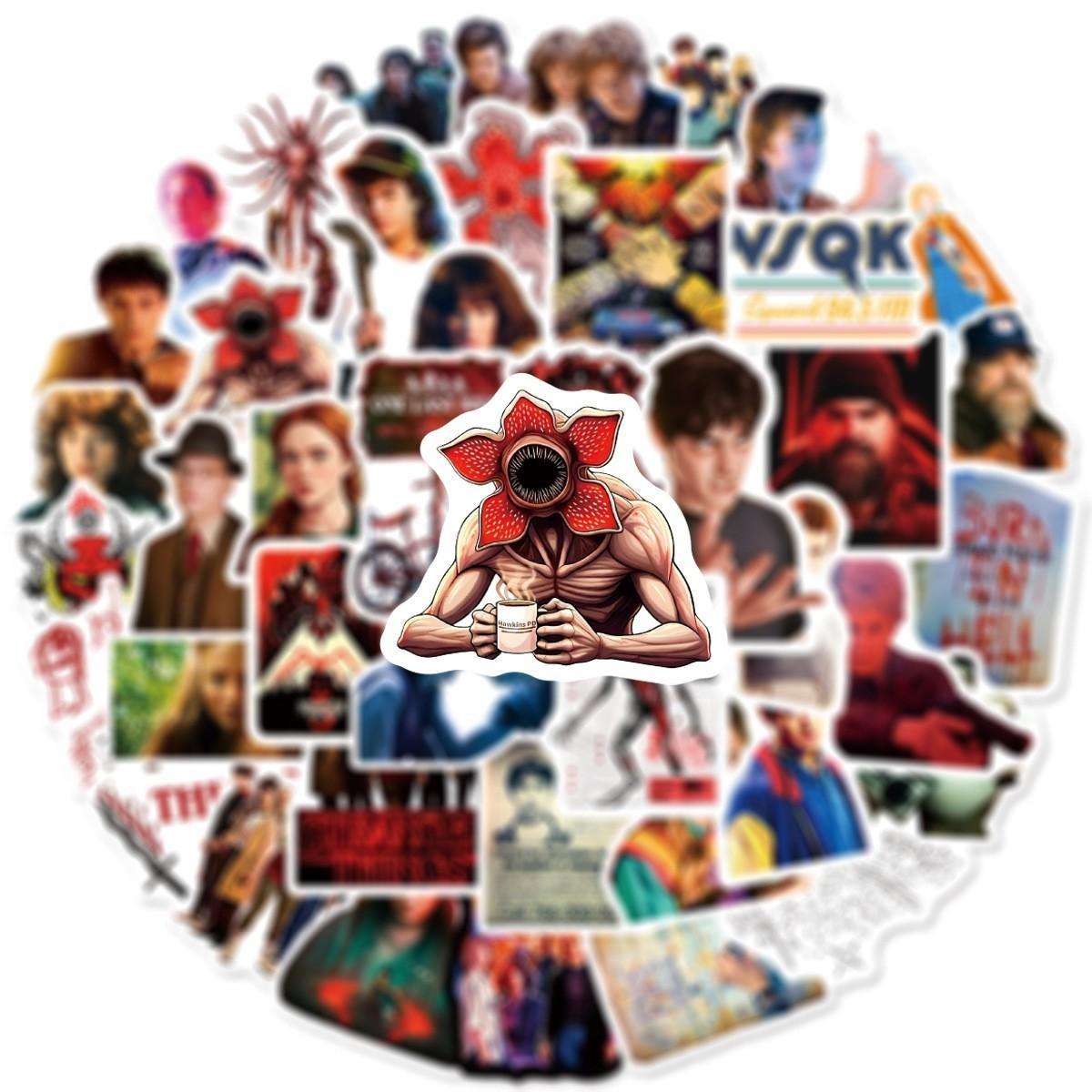 Stranger Things 5 Classic Elements Graffiti Stickers, Luggage Skateboard Water Bottle Decorative Stickers, Unique Creative Stationery Stickers Wholesale