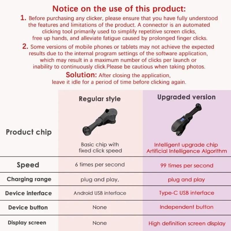 Smartphone Auto Clicker, iPhone Speed Clicker, iPad APP Fast Click Simulation, Continuous Tap (douyin), Live Like, Instant Deals, Plug-And-Play, Cellphone Accessories ()