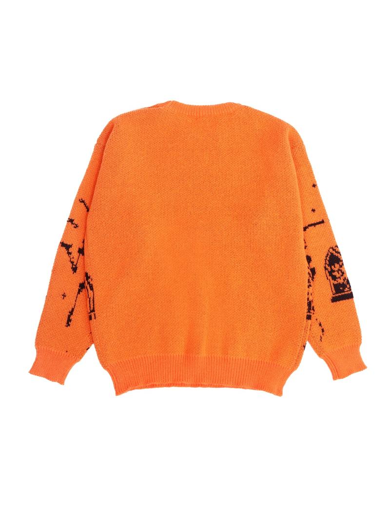 Women's Halloween Skeleton & Star & Moon Print Round Neck Sweater, Casual Long Sleeve Crew Neck Jumper for&nbsp;Fall, Halloween Costumes Woman 2024, Fashion Ladies' Knitwear for Daily Wear