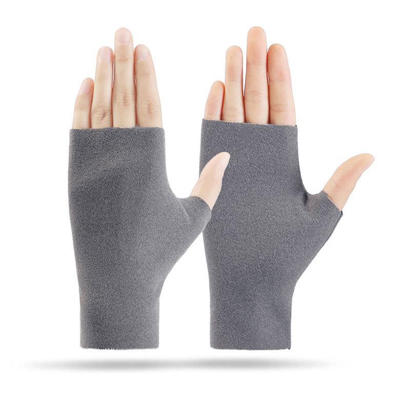 De Rong Half Palm Gloves, Fall Winter Thin Warm Gloves, Unisex Elastic Driving Typing Touch Screen, Student Learning Gloves