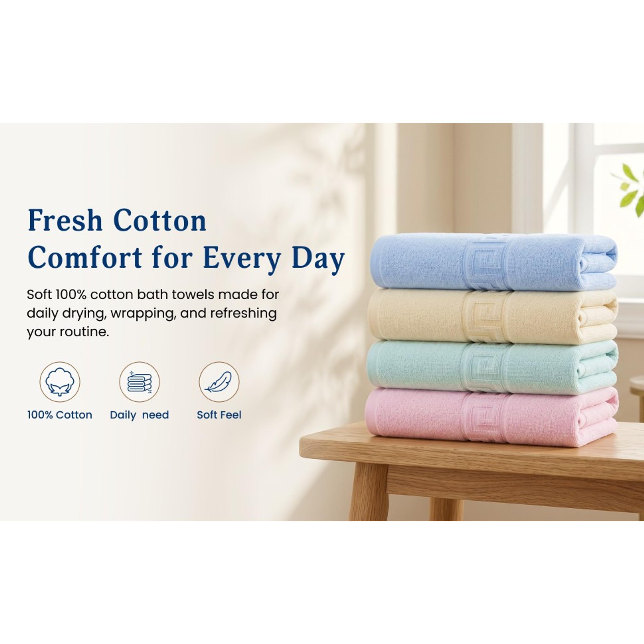 100% Cotton Bath Towels, 4 Pack, 30 x 60 Inches, Lightweight, Soft, Super Absorbent & Fast Drying, No Fading, Multipurpose for Sports, Swimming, Travel, Fitness, Yoga, MulticolorGift