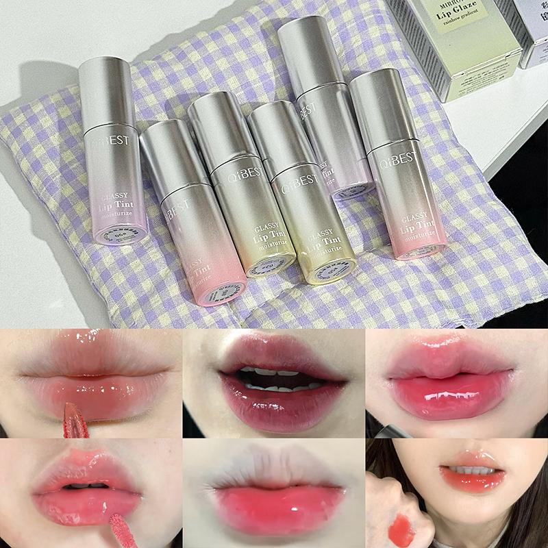 Rainbow Gradient Mirror Lip Gloss, Pure Desire Fruit Lip Highlighter, Pinkish Glow, Suitable for Mirror Makeup Effect, Long-Lasting, Formaldehyde Free