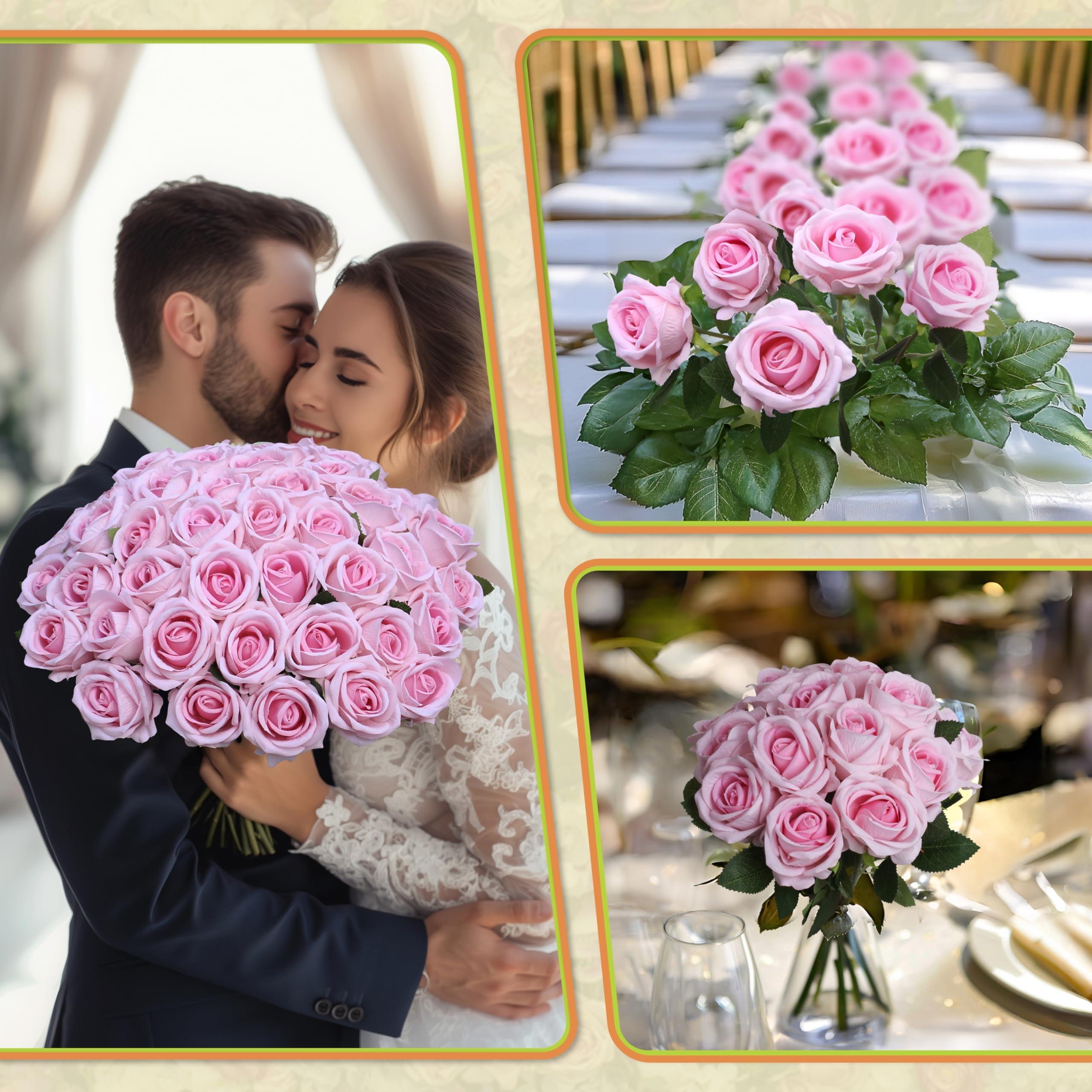 30pcs Realistic Long Stem Rose Bouquet, Perfect for Home Decor, Weddings, Anniversaries, Graduation, Mother's Day, Party Arrangements