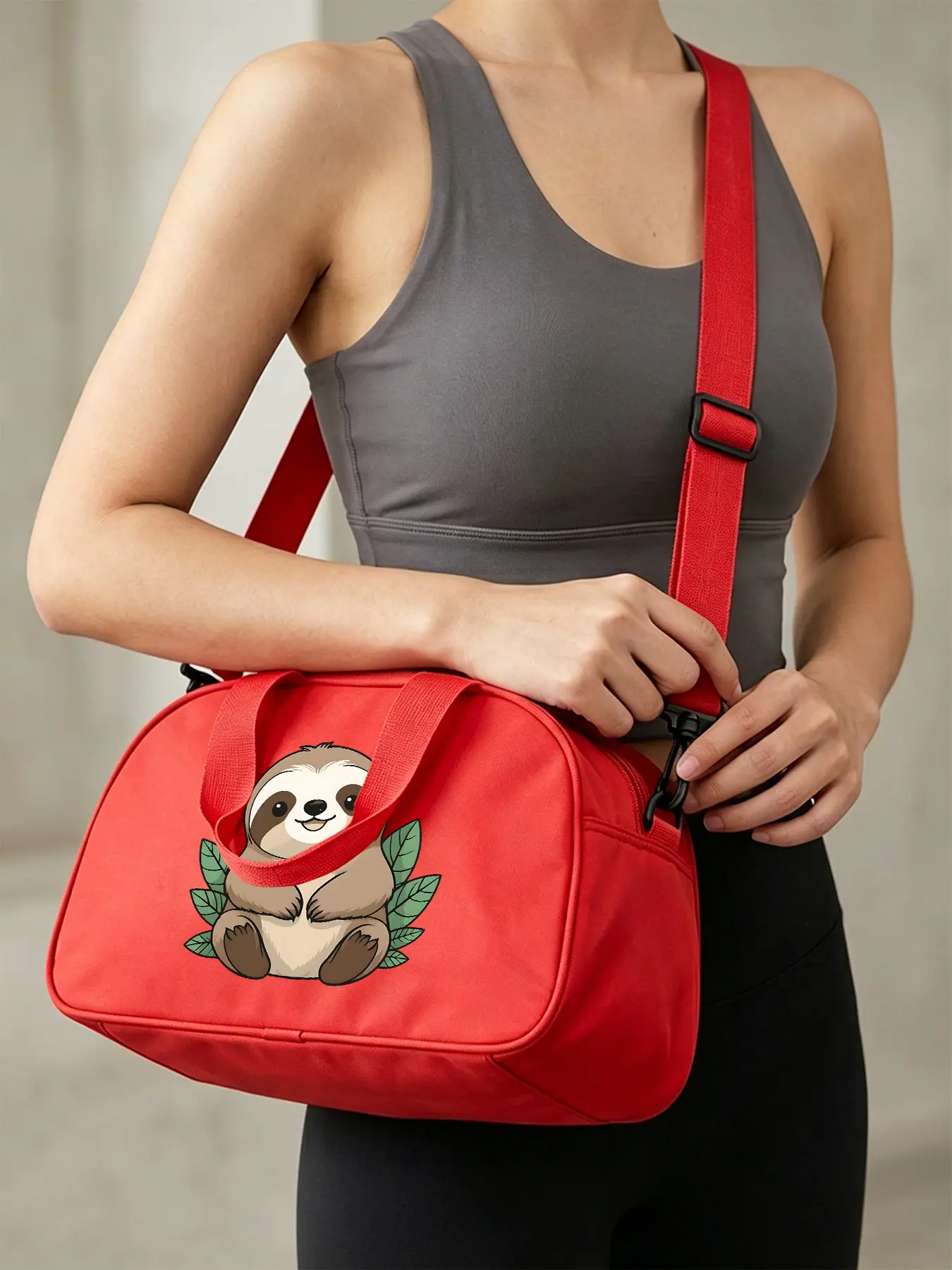 Sloth Print Large-Capacity Women's Tote Bag, Dance & Fitness Shoulder Bag, Commuter Bags, Perfect for Daily Commute, Travel & Workout, Halloween Gift