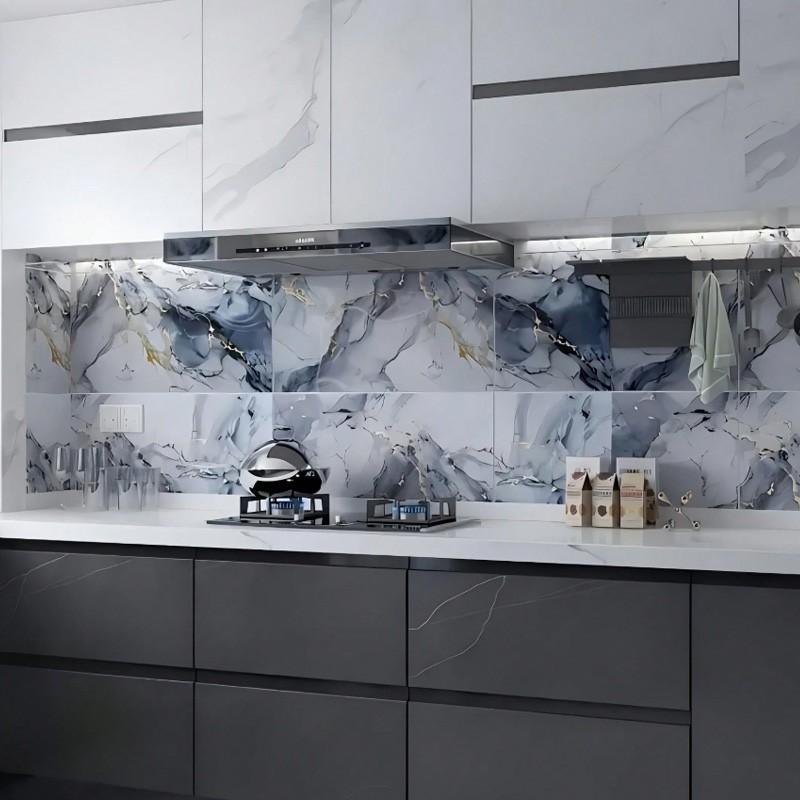 Self-Adhesive Waterproof Faux Marble Finish Marble Wall Stickers, Faux Tile Wallpaper for Renters, DIY Home Decor, Moisture Resistant, Easy Installation