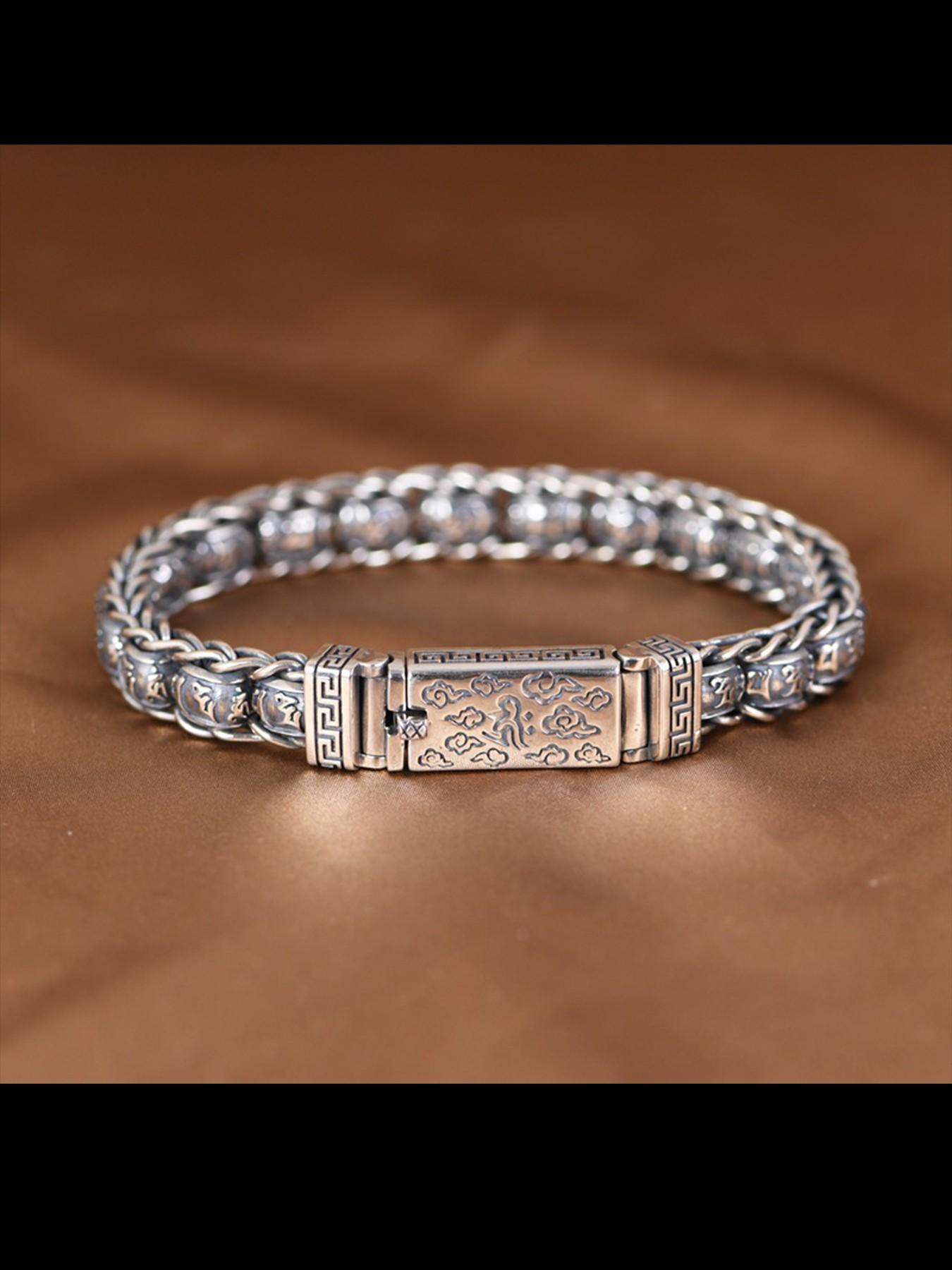 New Handmade Luxury Bracelet, Vintage Weathered Cloud Silk Weaving, Wide Edition Men's Bold Personality Wristband, Unique Accessory