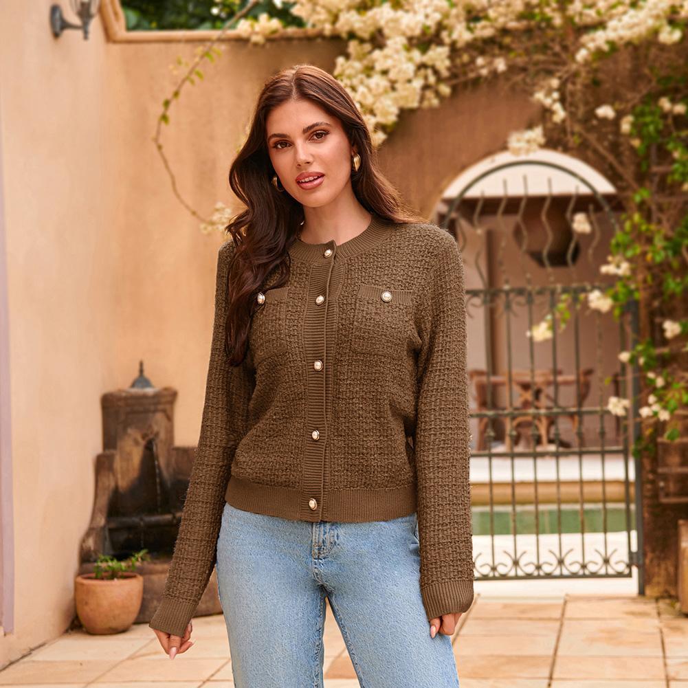 GRACE KARIN Womens Open Front Button Down Long Sleeve Texture Knit Cardigan Sweaters with Pockets GRACE KARIN Womens Open Front Button Down Long Sleeve Texture Knit Cardigan Sweaters with Pockets