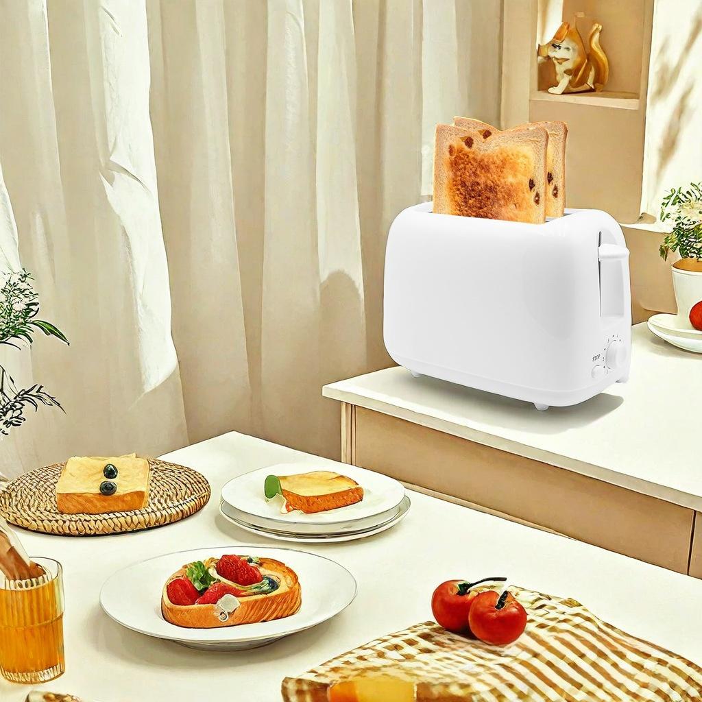 Fully Automatic Bread Toaster Slicer - Rubber & Polycarbonate Household Kitchen Appliance, Stable, Even Bake, Space-Saving Compact Structure, Easy Adjustment Functions, Variable Browning Control, 235x130x166mm, for Breakfast Sandwich Making, A-110V - Us S