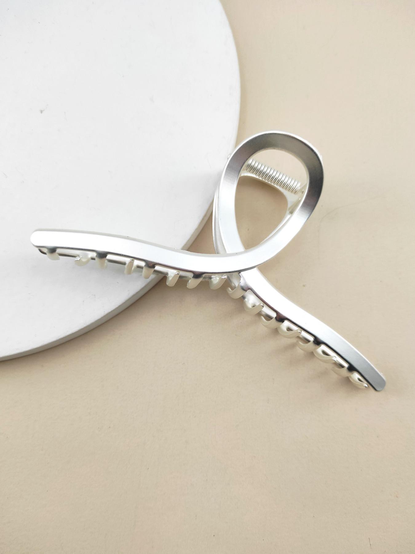 1pc 12cm Cross Rope Metal Geometric Hair Clip, Durable Metal Material, Strong Grip, Ideal for Bright Multi-Ponytails, Secure Hairstyling Tool