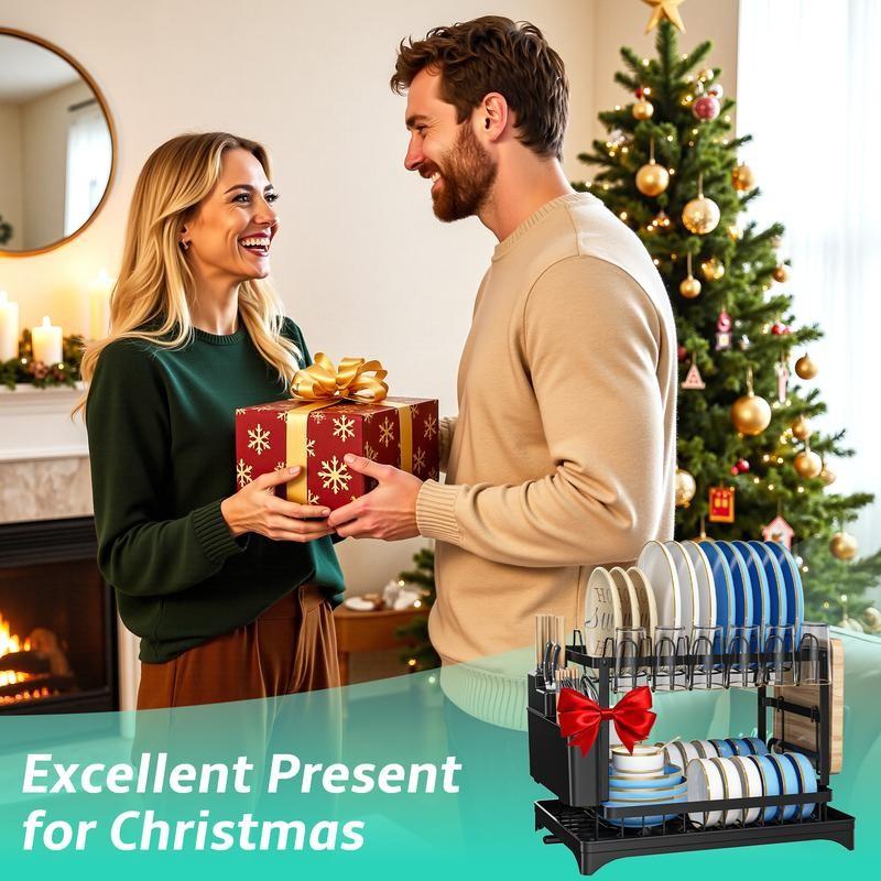 Kitchen Multi-Functional Drain Rack, Dish Draining Shelf, Countertop Bowl Drying Rack, Small Storage Organizer for Bowls and Plates