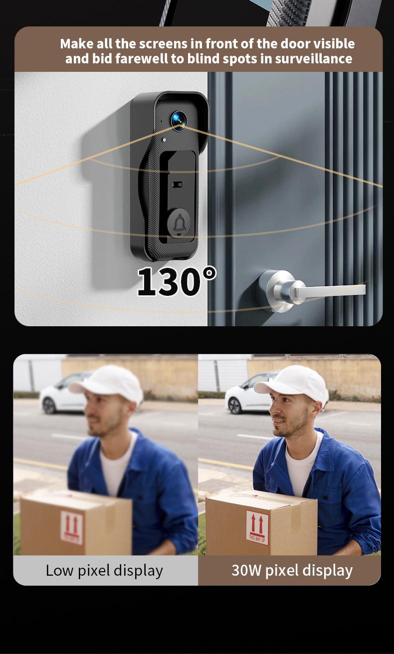 X6 Wireless Doorbell Camera, Rechargeable Smart Visual Doorbell, Modern Home Security Doorbell with Night Vision & Voice Changing,  Safety Intercom for Privacy, Alarm, Sensor,waterproof,Security Camera