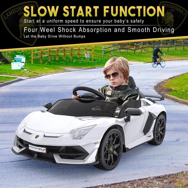 GARVEE 12V Licensed Lamborghini Electric Ride-On Car for Kids with Remote Control, 2 Speeds, Sound System, LED Headlights, Hydraulic Doors, Available in Five Colors