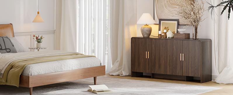 【Valentine's Day gift】ONBRILL Gorgeous 31.5"/60" Buffet Cabinet Sideboard with Storage, Modern INS Coffee Bar Cabinet with Doors, Farmhouse Storage Cabinet with Adjustable Shelves for Living Room Kitchen Hallway,Bedroom Furniture,Christmas Gift