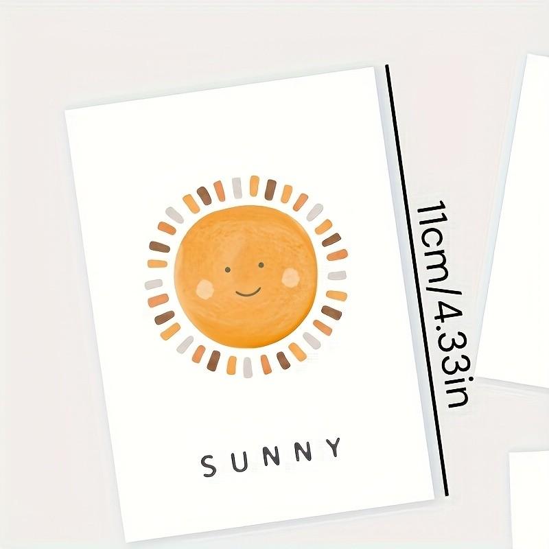 10 Cartoon Weather Recognition Cards, English Learning Tool for Kindergarten/family, Fun Weather Word Flashcards, Creative Early Education Gift