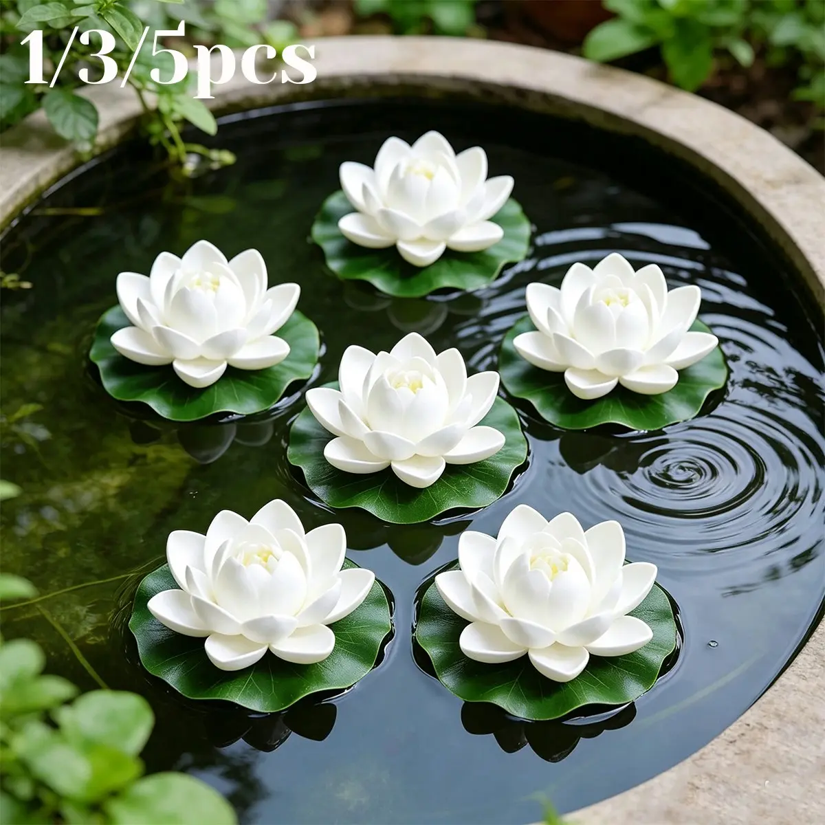 Realistic Floating Foam Lotus and Lily Artificial Flower Decorations, Ideal for Ponds, Lakes, Aquariums, Gardens, Home, Weddings, Parties