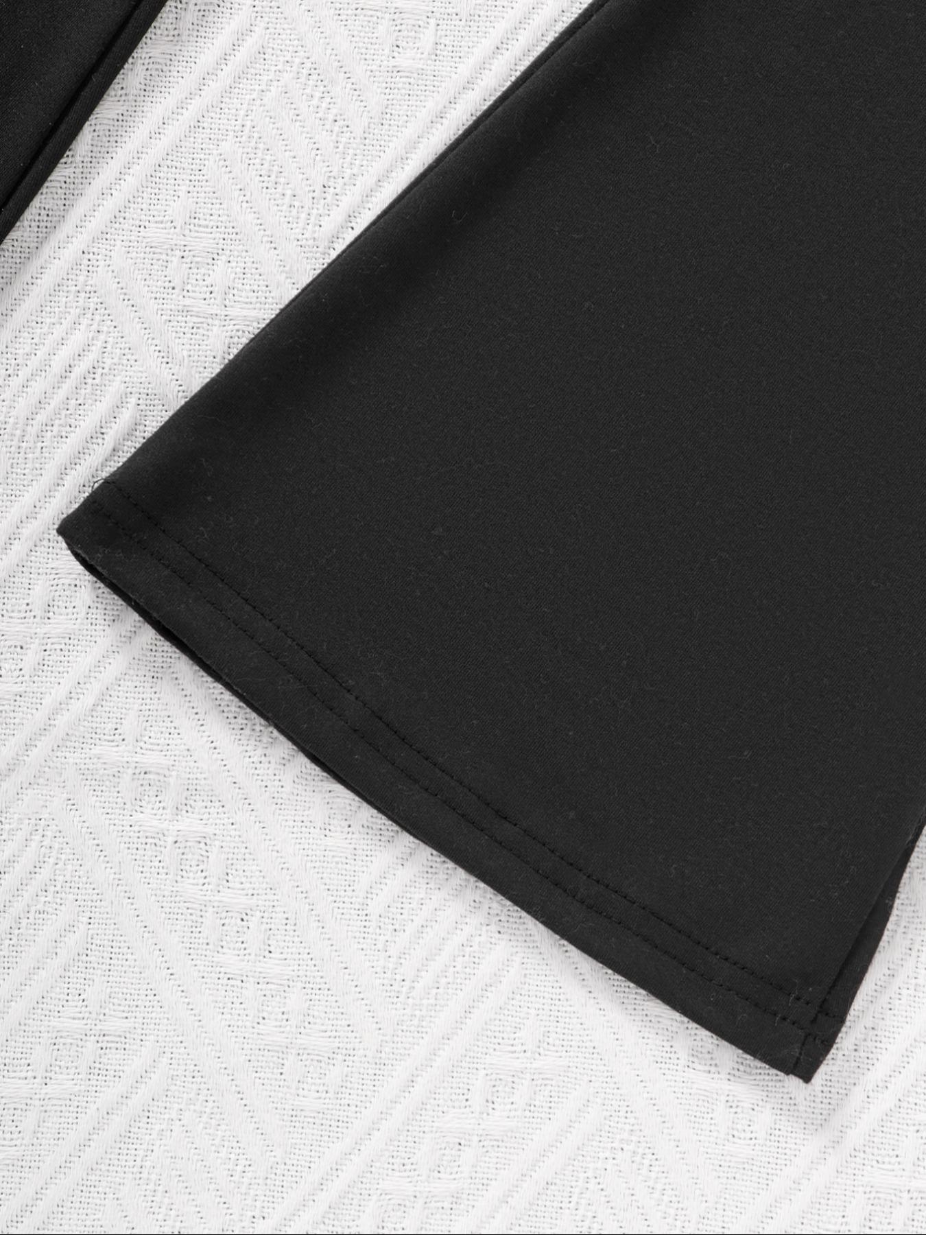 Halloween Christmas Costume Set, Witch Pattern Print 2-Piece Girls Casual Sports Short Sleeve & Bell Bottoms, Youth Trendy Sportswear, Power Girl Outfit