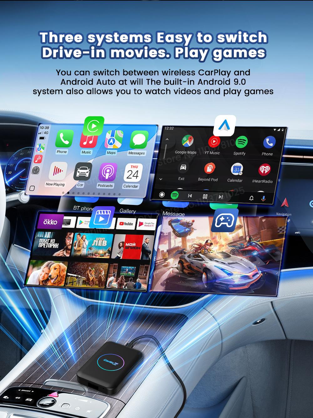 【BlackFriday】CarlinKit carplay adapter TBOX lite s, support Netflix - Watch TV Shows car Online, Plug and Play Online Audio Streaming Retains Original Controls HDMI Output