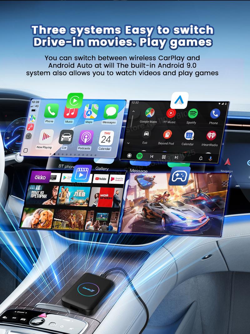 【BlackFriday】CarlinKit carplay adapter TBOX lite s, support Netflix - Watch TV Shows car Online, Plug and Play Online Audio Streaming Retains Original Controls HDMI Output