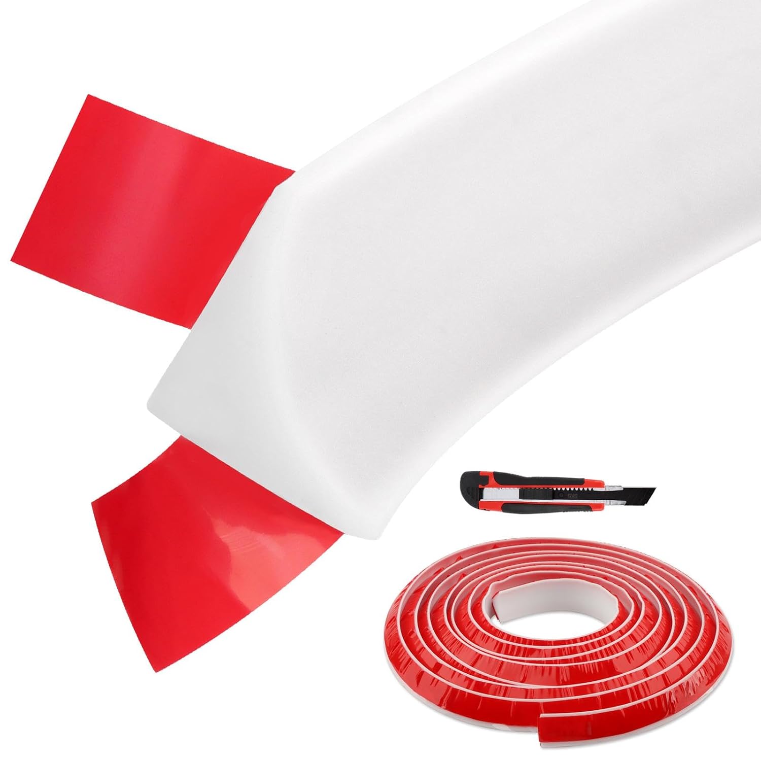 Flexible Quarter Cove Molding Trim, 9.8ft Peel and Stick Self Adhesive Caulk Strip, 90° Corner Design for Baseboard, Bathroom, Kitchen Countertop, Floor Gap, Stairs Flexible Quarter Cove Molding Trim, 9.8ft Peel and Stick Self Adhesive Caulk Strip, 90° Corner Design for Baseboard, Bathroom, Kitchen Countertop, Floor Gap, Stairs