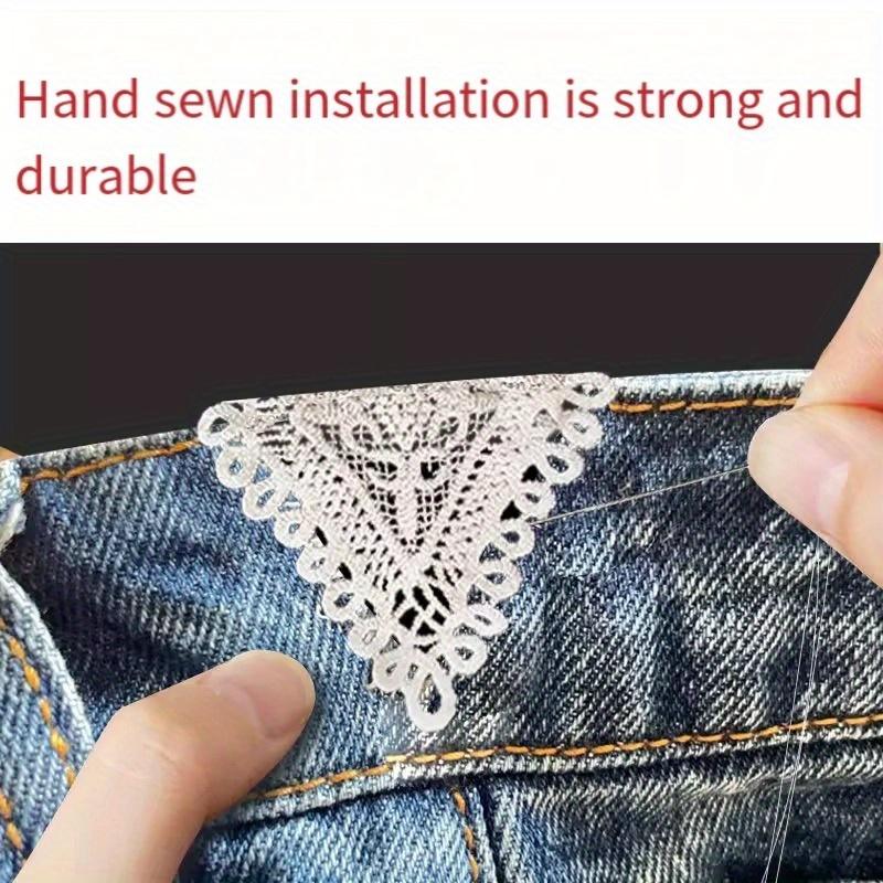 Embroidered waist extension piece for jeans -5pcs, hand sewn waist extension for secure installation, waist circumference for larger size, water washable, adjustable and extended