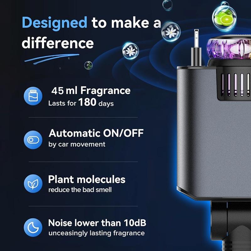 W&O Aromatic Starlight In Car Roof Retractable Car Charger 5-in-1 Smart Car Charger Atmosphere Lighting 180° adjustable plug Adapters in a Robust