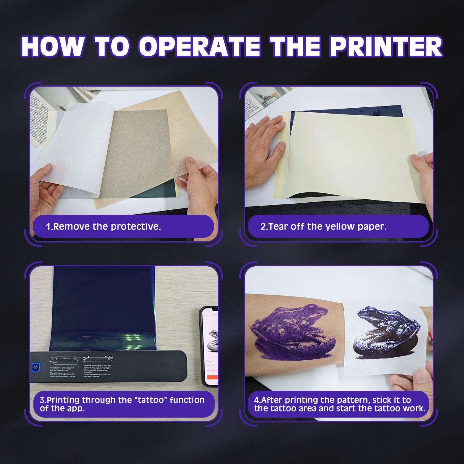 HZTZ Portable A4 Thermal Printer with Bluetooth-compatible Connectivity, Prints Photos & Pdf Documents, Supports Folded Roll Paper, Ideal for Office Home School Travel, Wireless Portable Printer