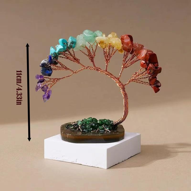 Multicolor Crystal Life Tree, Agate Tail Tree, Handwoven, Desktop Decor, Crystal Micro Landscape, Wealth Attracting Ornament, Home Office Car Gift