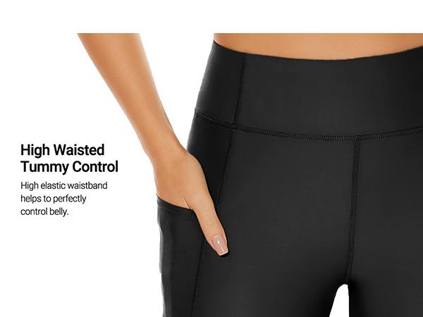 Holipick Women Tummy Control Swim Shorts High Waisted Biker Shorts with Pockets Swimming Shorts Boy Short Swim Bottoms