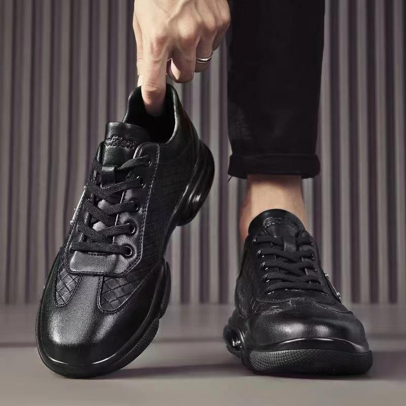 Spring new men's casual leather shoes, trendy shoes, fashionable and versatile trendy leather sneakers