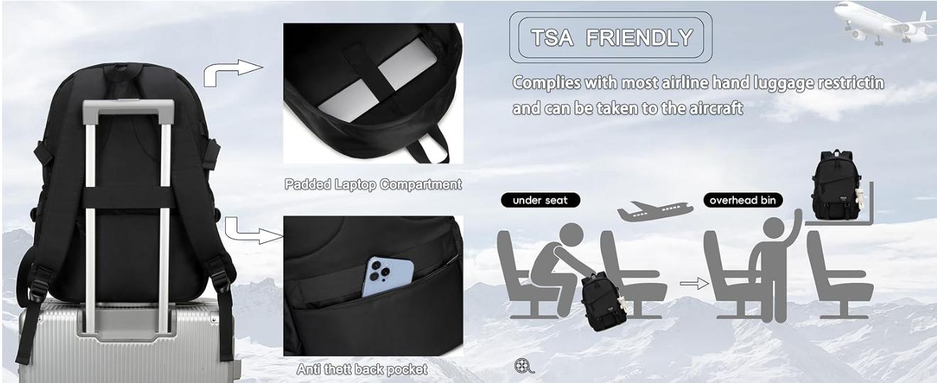 Laptop Backpack for Men Women 3 PCS Set Bookbag Large School Backpacks with Lunch Bag Pencil Case Anti Theft Travel Backpack