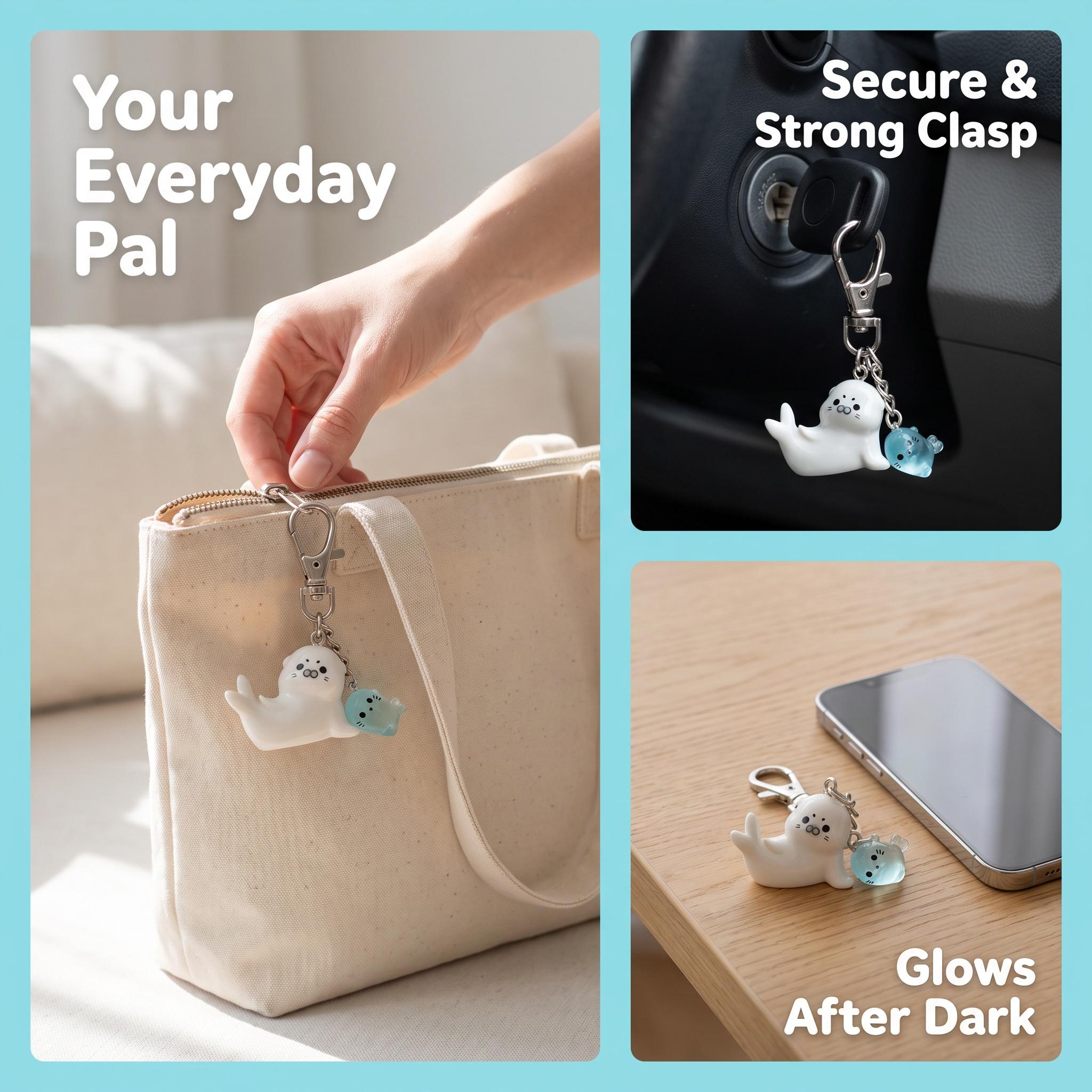 Random Cartoon 3D Glow-In-The-Dark Seal Keychain Set, Keychain Collectibles, Keychain Kawaii, Cute Decorative Pendant, Perfect Holiday Gift for Men and Women, Cute Keychains-YY0