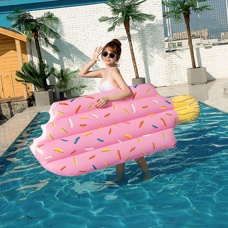 Inflatable Ice Cream Float, Glitter Mermaid Float, Solid Color Inflatable Ice Pop Float Bed, Water Ride, Fish Tail, Water Float Chair