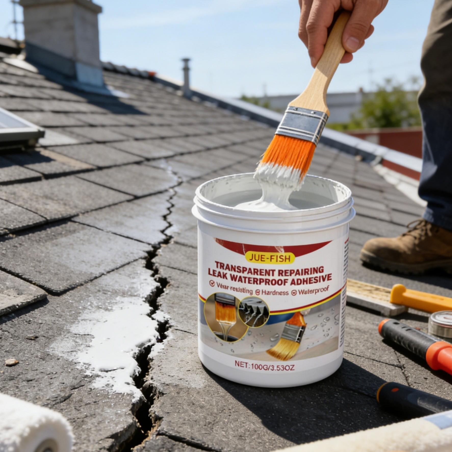 Jue Fish Transparent Waterproof Sealant, No Drilling Bathroom Kitchen Floor Tile Coating, Leak-Proof Adhesive for Tiles, Easy Application