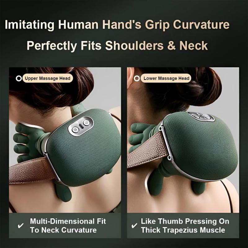 Bionic hand heating massage device, used for deep tissue pain relief, wireless portable Durable electric finger pressure 4D kneading massage, designed to simulate the human hand, suitable for neck/shoulder/hand/leg massage, ideal item for home massage.