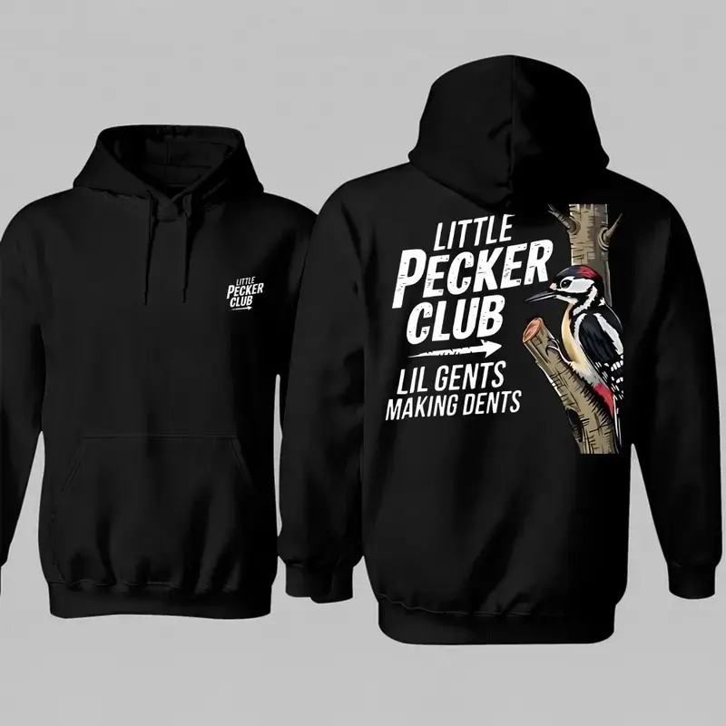 Little Pecker Club Hoodie Funny Message Graphic Sweatshirt Lil Gents Making Dents Trendy Pullover for Guys