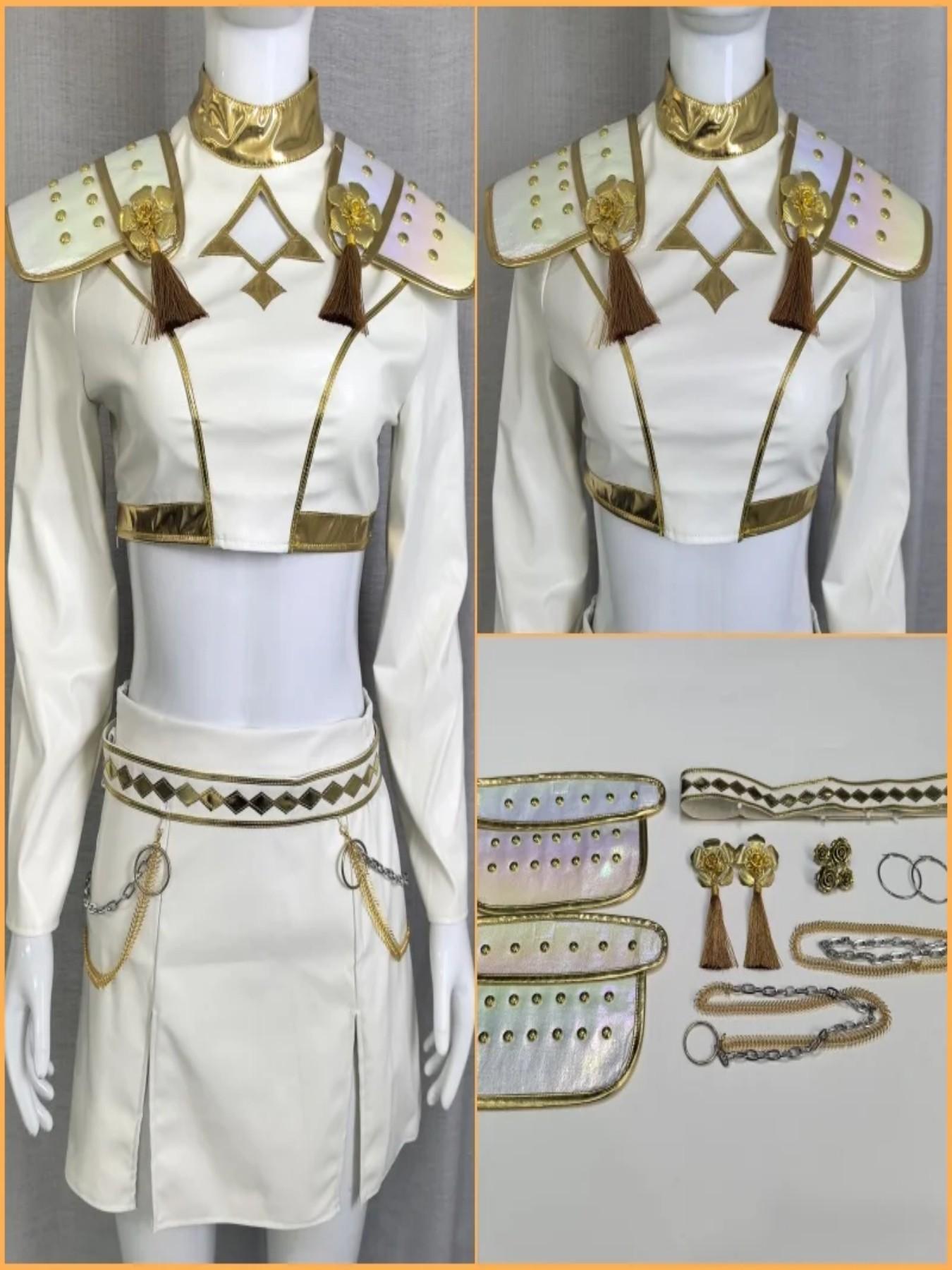 Kpop Demon Hunter Zoey Cosplay Costume Wig Huntrix Zoey White Suit Korean Wave Superstar Idol Performance Set Halloween Carnival