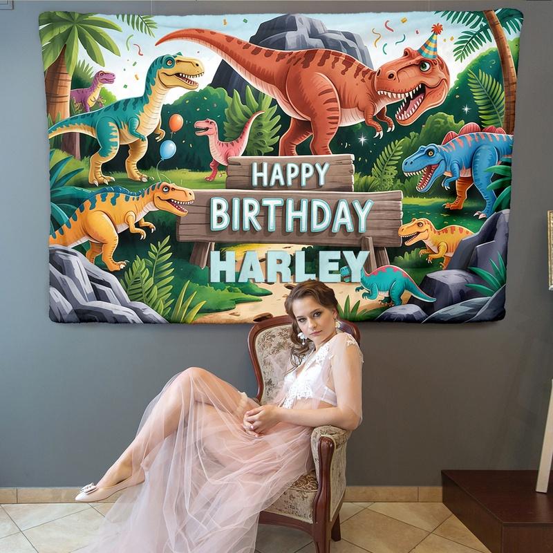 1pc Dinosaur Wall Hanging, Soft Polyester Tapestry for Bedroom, Living Room, Party Backdrop, Studio, Apartment Decor, Durable & Washable Wall Art