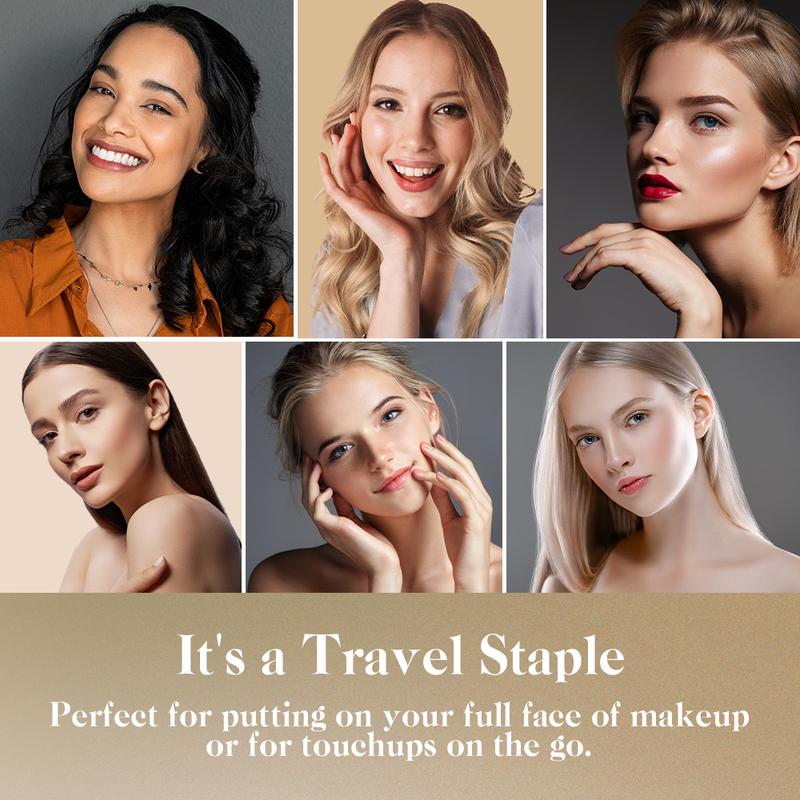 Jack & Rose Travel Makeup Mirror with 3 Color Lights，Adjustable Height and Angle,Portable Folding Mirror，Touchable Screen，Adjust Brightness