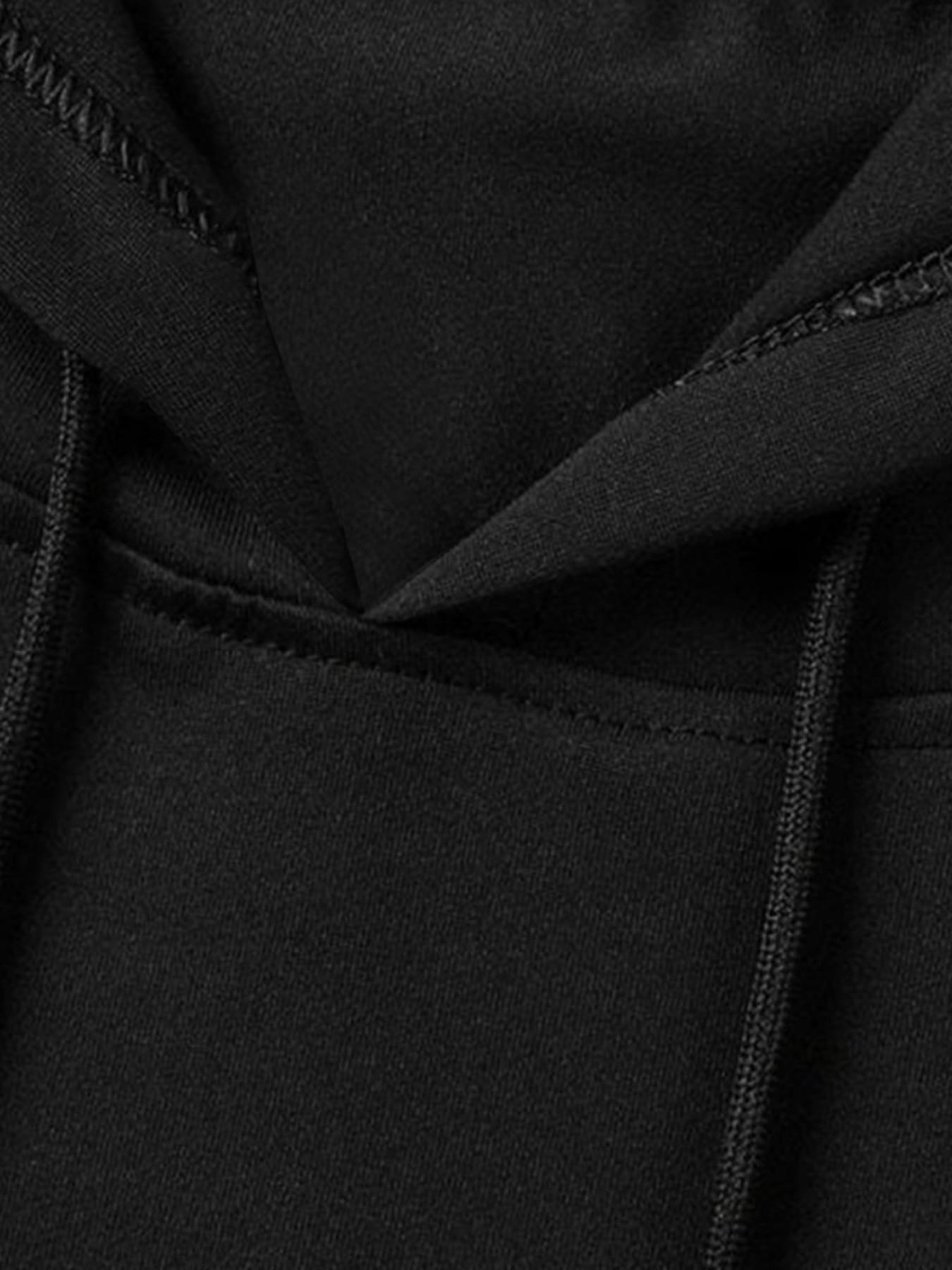 Men's Classic 3-Piece Set Letter Flag Print Hooded Long Sleeve T-Shirt, Casual Fitted Top for Fall & Winter Gym Wear, Athletic Wear, Athletic Style Activewear