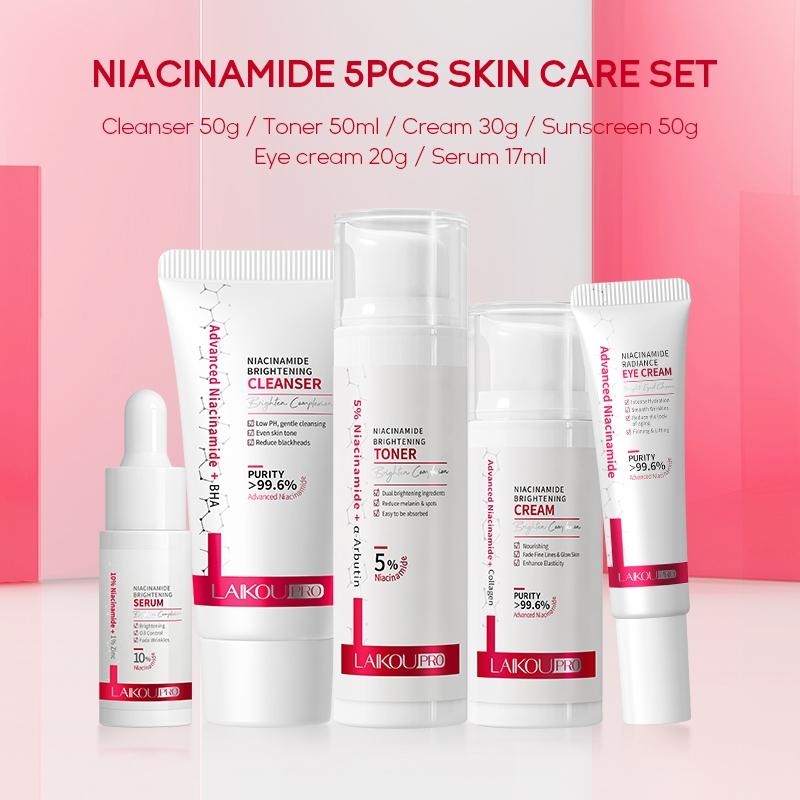 Summer Facial Skin Care Kit, 1 Count Facial Cleanser & 1 Count Toner & 1 Count Eye Cream & 1 Count Serum & 1 Count Face Cream, Multifunctional Skin Care Sets