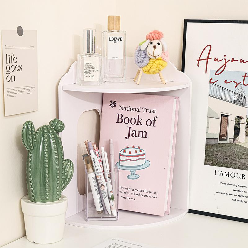 1pc Dormitory Desktop Corner Storage Rack, Standing Angle Shelf, Corner Wall Shelf, Bedside Multi-Layer Organizer, Super Stable Corner Shelves, Bookshelf Storage