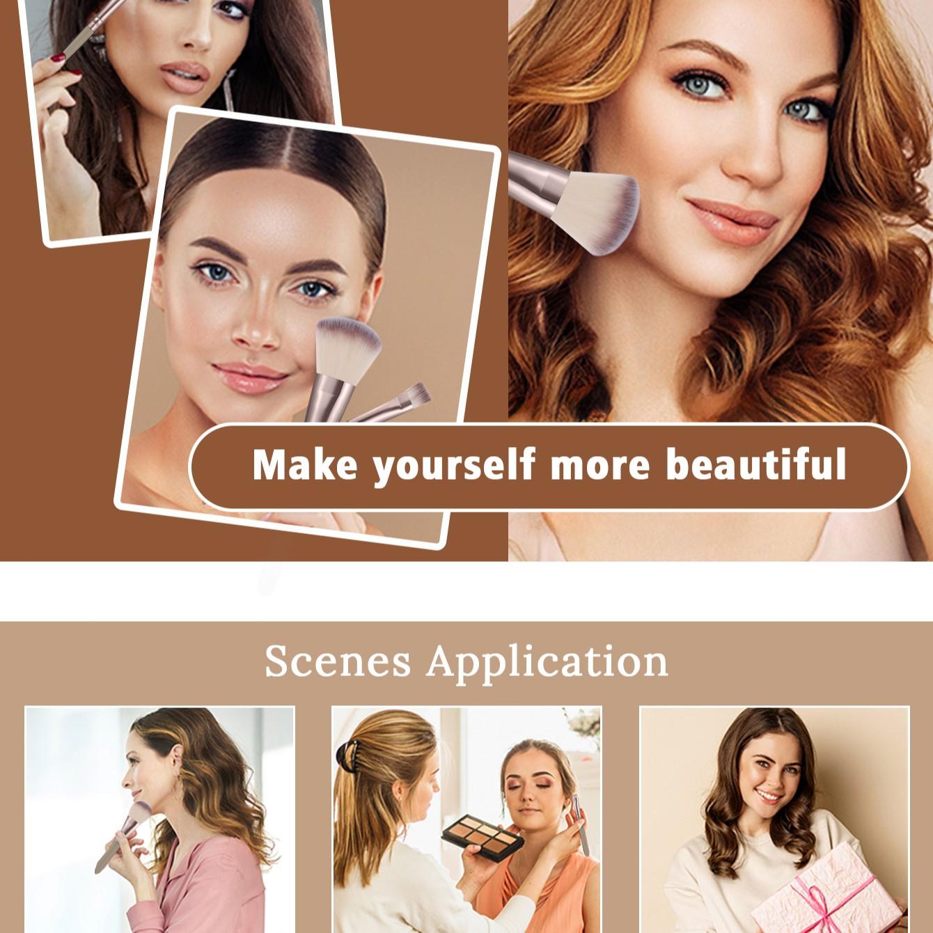 44-Piece Makeup Tool Set, Includes 25 Brushes, Waterproof Cosmetic Bag, Sponges, Puffies, Face Cleanser Sponge, Brush Cleaner