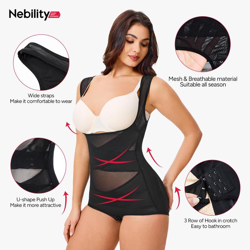 Nebility Women's Clothing Mesh Breathable Basic Faja Shapewear Minimalist Comfort Sleeveless Tops High Waist Compression Womenswear Brown Body Shapewear Shapewear Garment Sexy High Waist Shapewear Lady