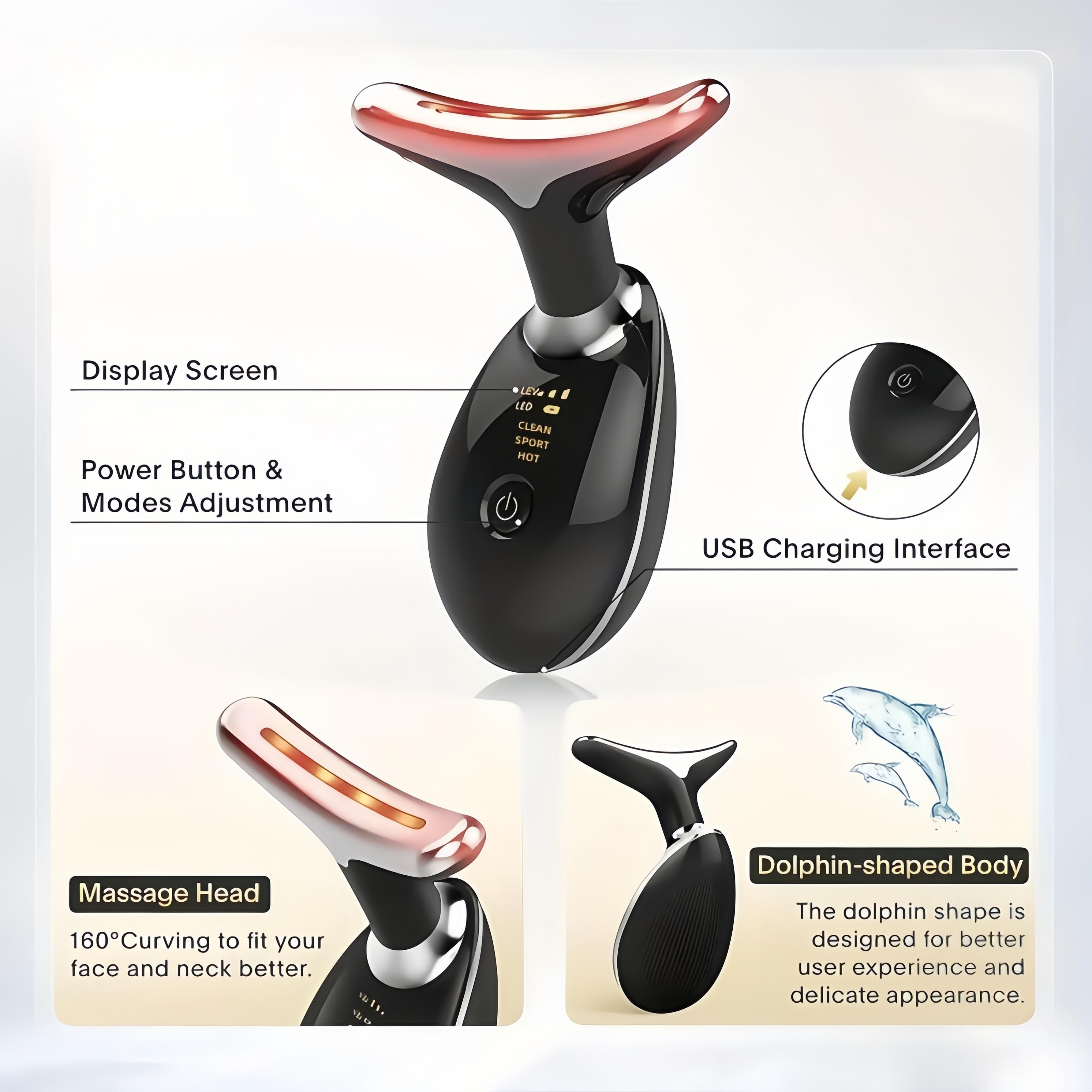 Rechargeable facial and neck massager - beauty personal care product - neck anti-wrinkle beauty equipment - facial phototherapy skin tightening machine - lifting and tightening massager - rejuvenating and reducing wrinkles and cleaning heating multi-funct