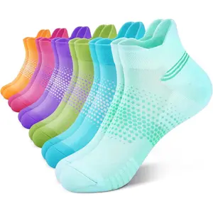 PAPLUS Ankle Compression Socks for Women 6 Pairs, Running Socks with Heel Tab, Cushioned Low Cut Athletic Socks