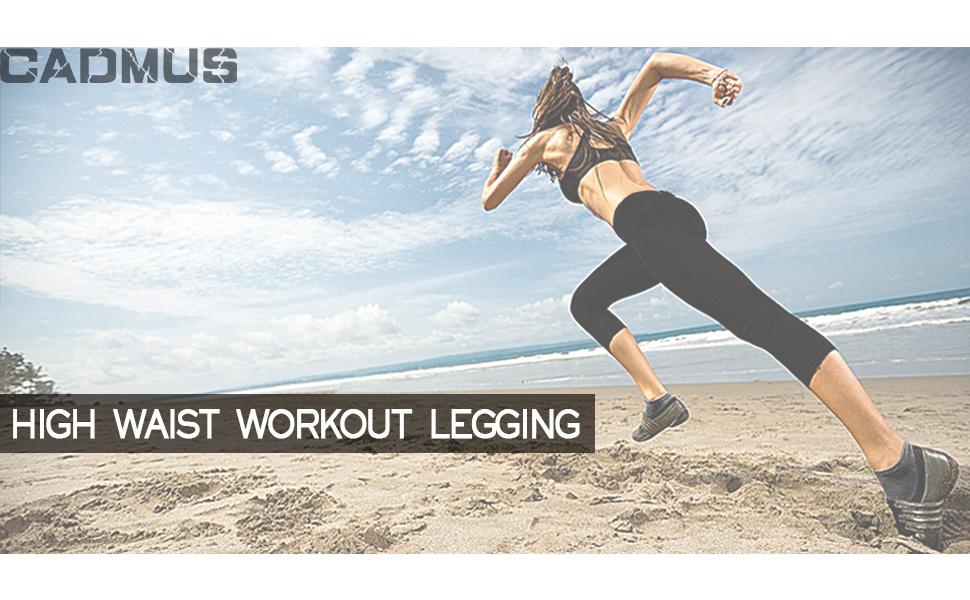 CADMUS 3 Pack Womens High Waist Workout Legging Capris for Yoga w Side Pockets