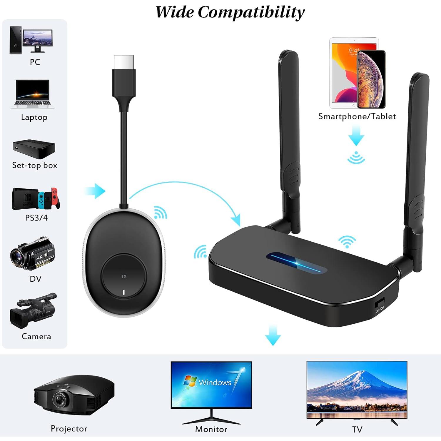 HDMI Transmitter and Receiver 4K Kit, 4K Presentation Equipment HDMI Adapter, Plug and Play Streaming Media. Laptop, Dongle, PC, Phone to HDTV/Projector 165FT/50M HDMI Transmitter and Receiver 4K Kit, 4K Presentation Equipment HDMI Adapter, Plug and Play Streaming Media. Laptop, Dongle, PC, Phone to HDTV/Projector 165FT/50M