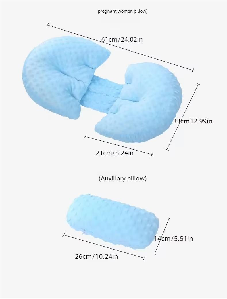 2pc Pregnancy Pillow for Waist, Back & Abdomen Support, Ergonomic Side & Stomach Sleeper, Adjustable Soft Polyester Maternity Pillow