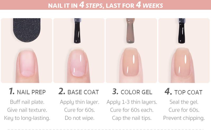 GAOY UV Gel Nail Polish Set Milky White x Jelly Nude, 6 Transparent Colors Sheer Pink Orange Gel Nail Kit for Salon Gel Manicure and Nail Art DIY at Home