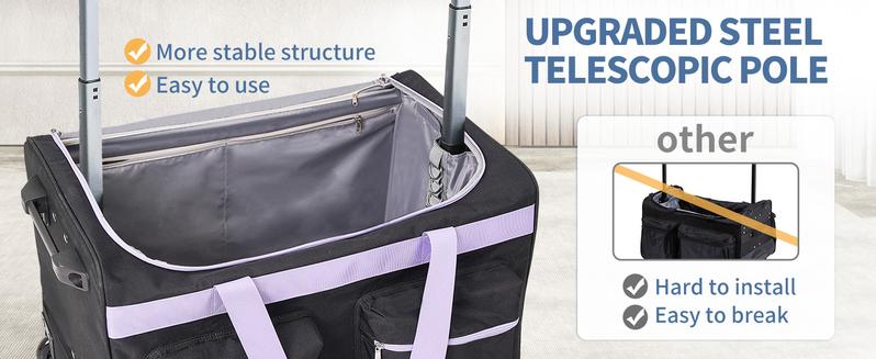 Lilypelle 23"/27" Dance Bag with Garment Rack, Collapsible Rolling Duffel with Wheels – Travel Bag for Competitions, Shows, and Performances